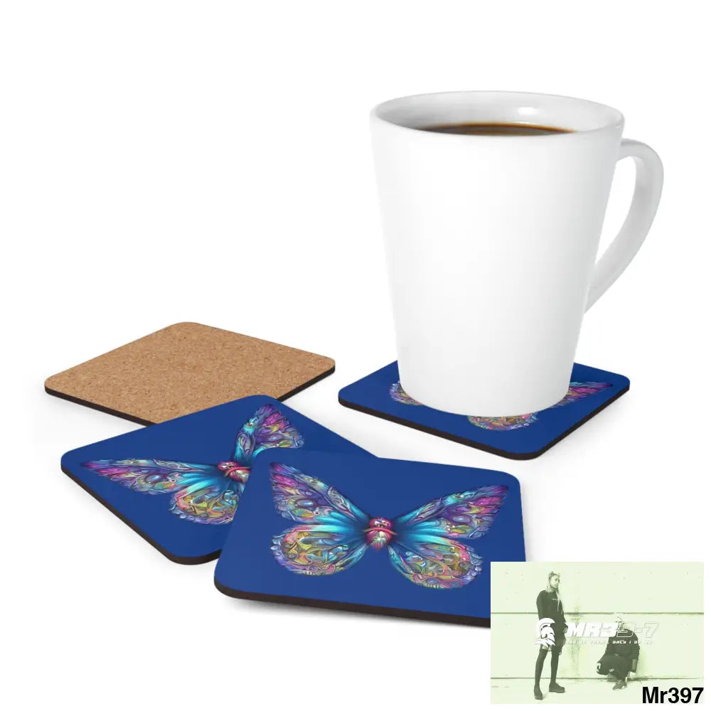 Butterfly Graphic water colour Coaster Set Cork / 3.75’’ × 3.75’’ / Square Home Decor