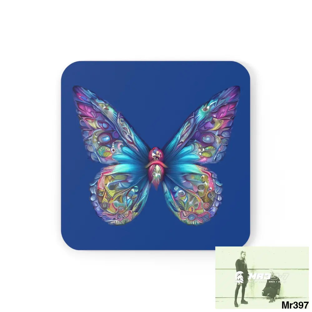 Butterfly Graphic water colour Coaster Set Cork / 3.75’’ × 3.75’’ / Square Home Decor