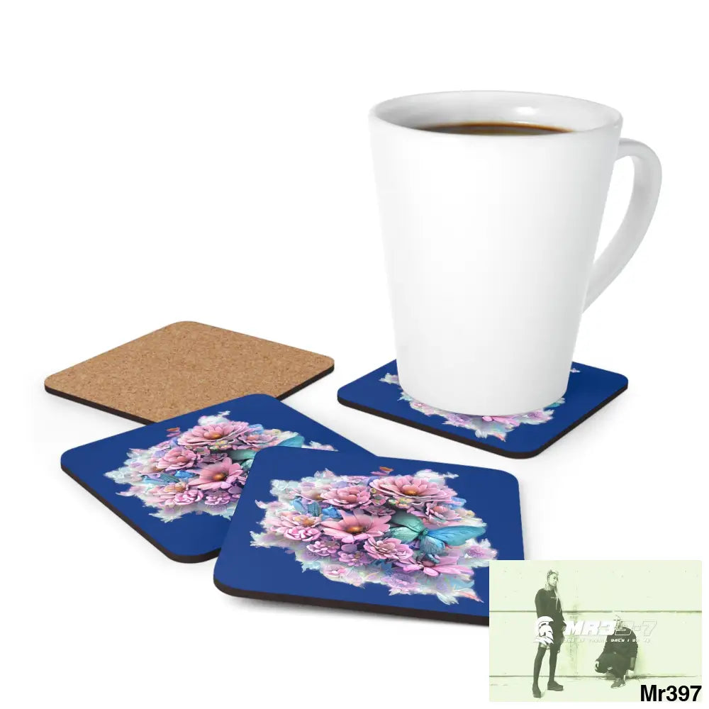Butterfly pastel Graphic Corkwood Coaster Set Cork / 3.75’’ × 3.75’’ / Square Home Decor