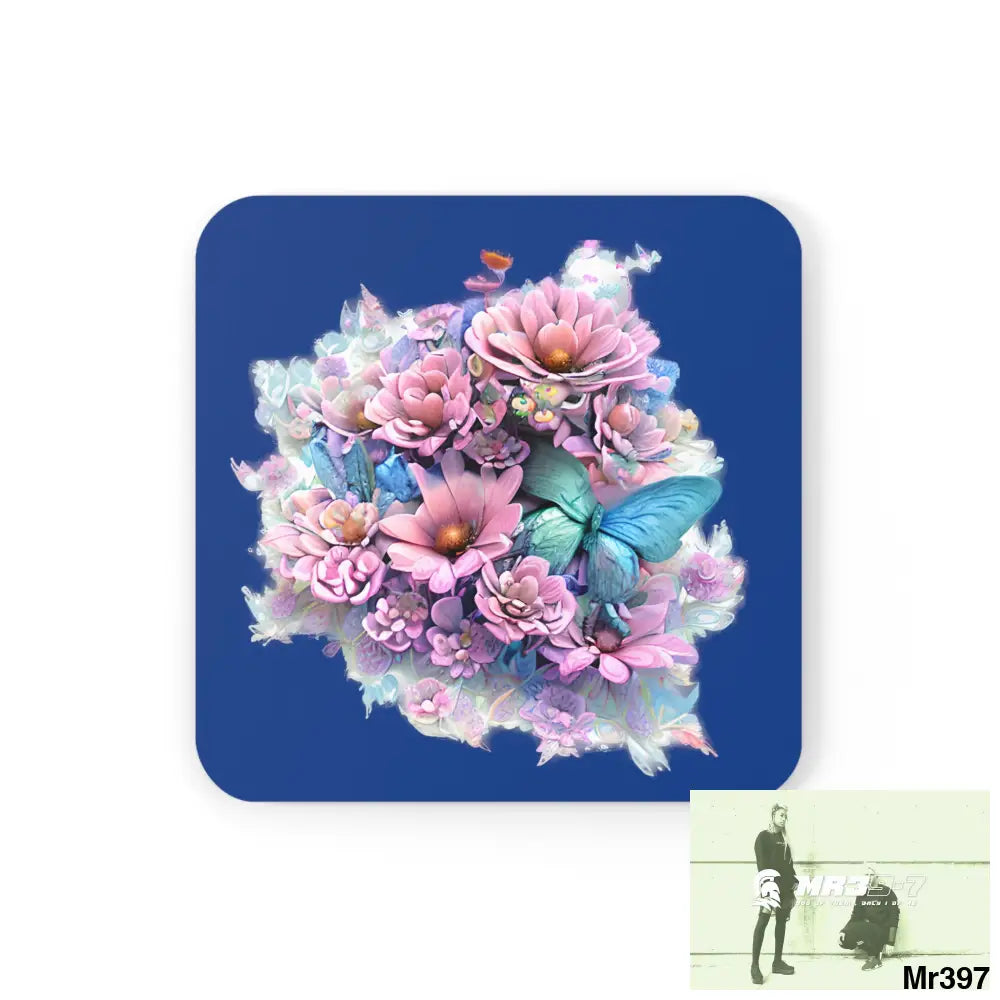 Butterfly pastel Graphic Corkwood Coaster Set Cork / 3.75’’ × 3.75’’ / Square Home Decor