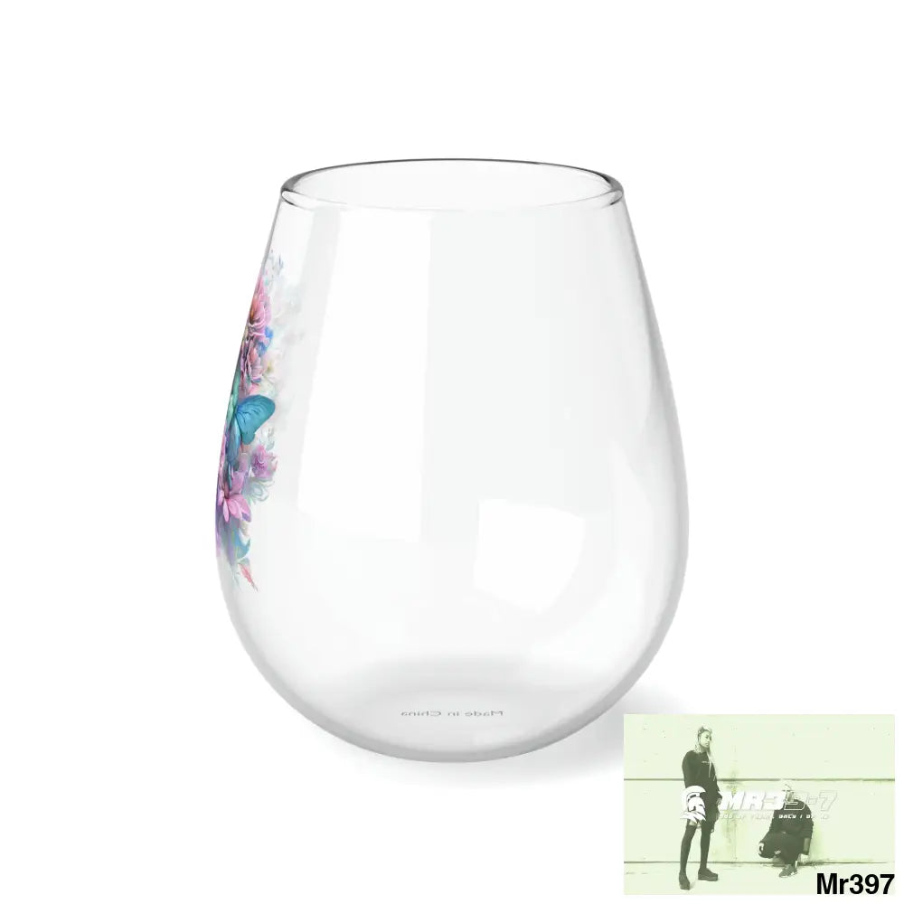 Butterfly Pastel Graphic Stemless Wine Glass 11.75oz 11.75oz Mug