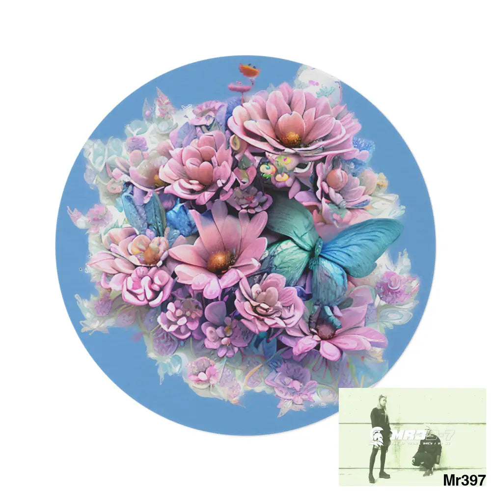 Butterfly Pastel Graphics Round Rug 60’’ × 60’’ Home Decor