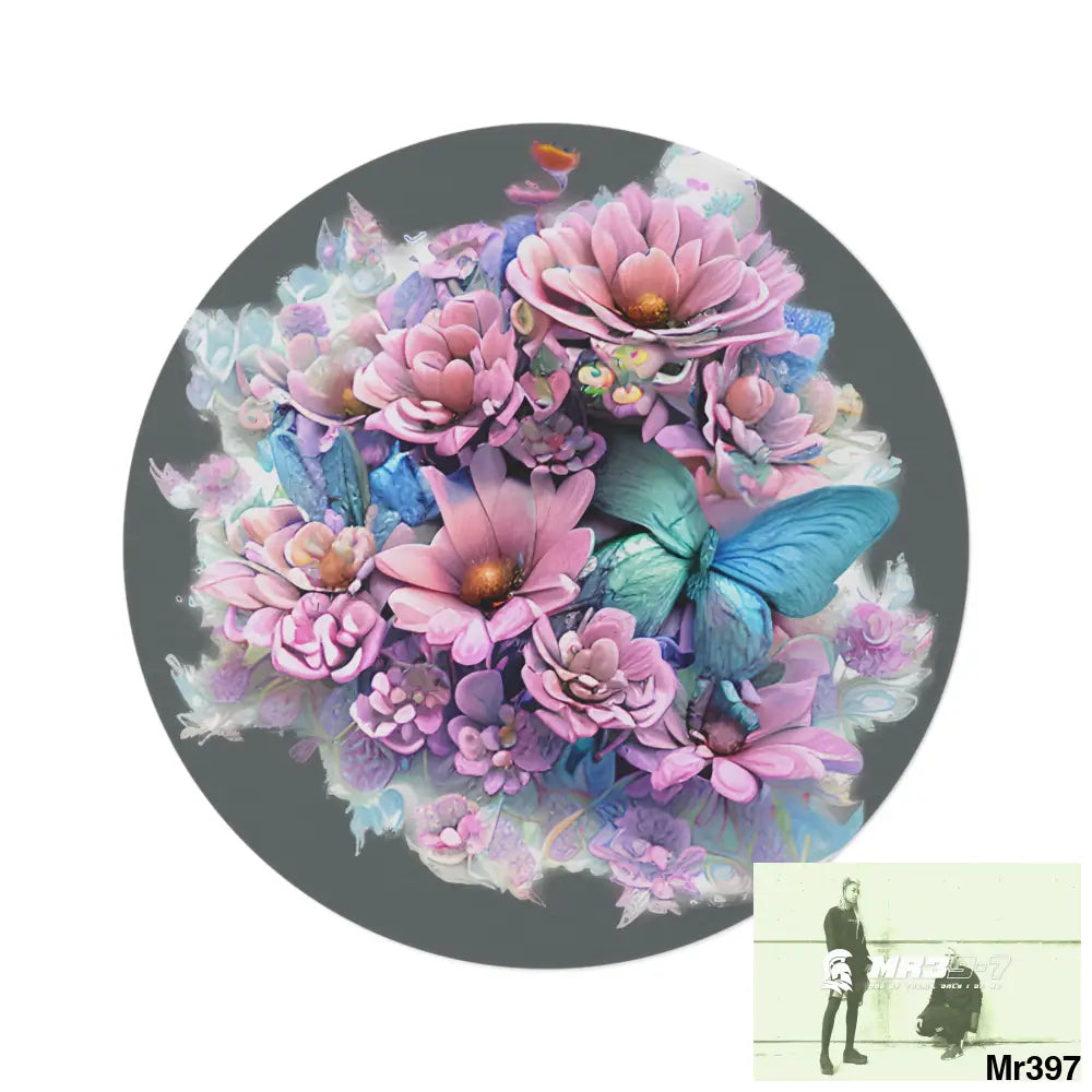 Butterfly Pastel Graphics Round Rug 60’’ × 60’’ Home Decor