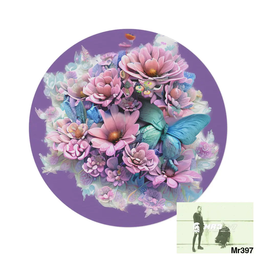 Butterfly Pastel Graphics Round Rug 60’’ × 60’’ Home Decor