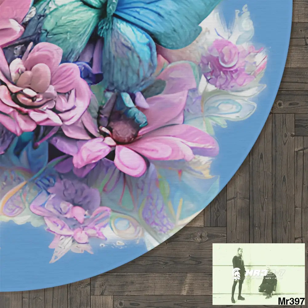 Butterfly Pastel Graphics Round Rug 60’’ × 60’’ Home Decor