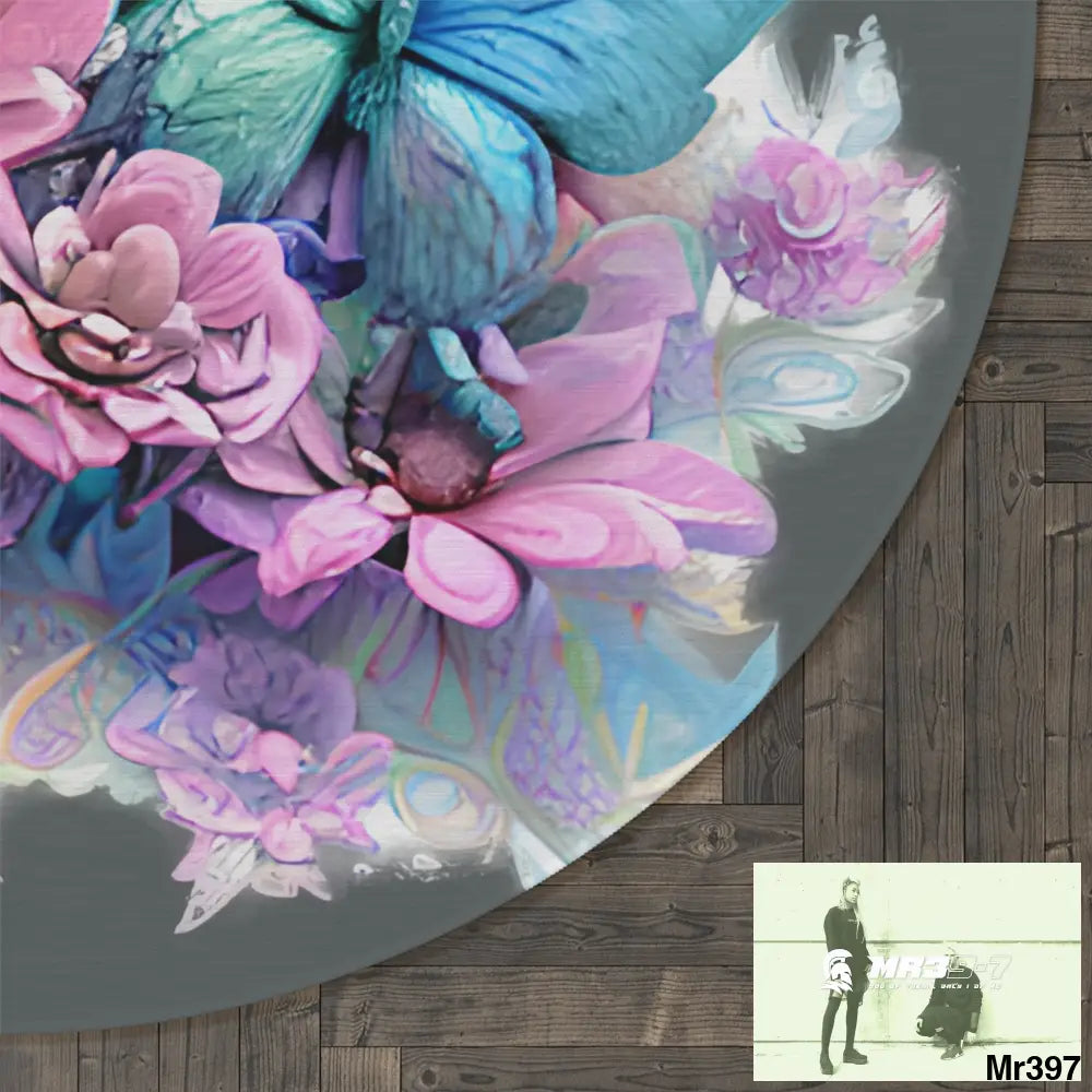 Butterfly Pastel Graphics Round Rug 60’’ × 60’’ Home Decor