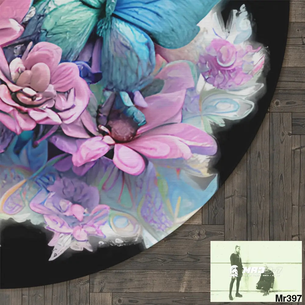 Butterfly Pastel Graphics Round Rug 60’’ × 60’’ Home Decor