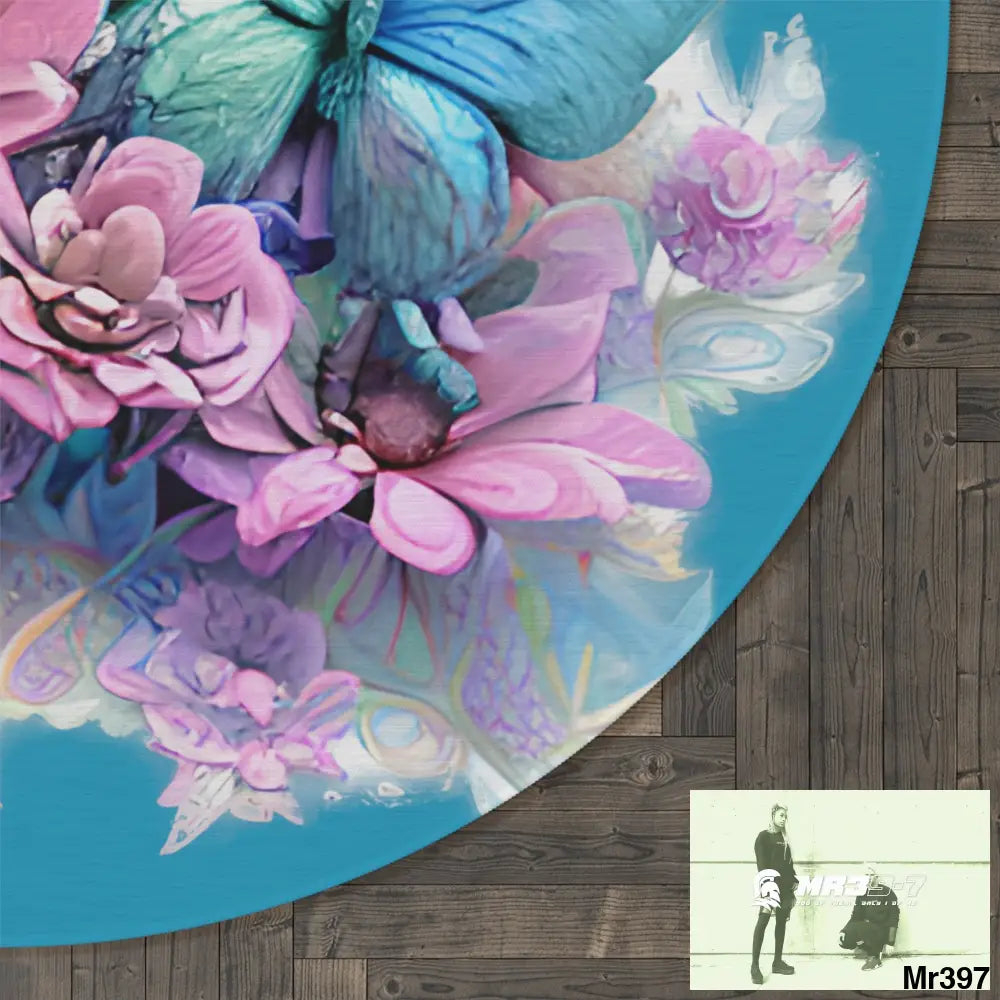 Butterfly Pastel Graphics Round Rug 60’’ × 60’’ Home Decor