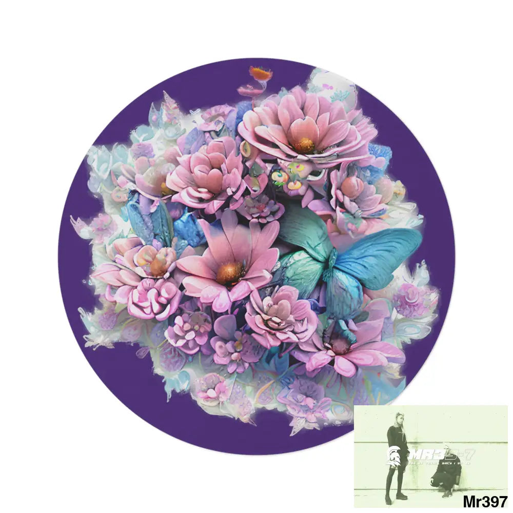 Butterfly Pastel Graphics Round Rug 60’’ × 60’’ Home Decor