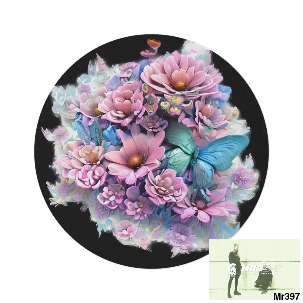 Butterfly Pastel Graphics Round Rug 60’’ × 60’’ Home Decor
