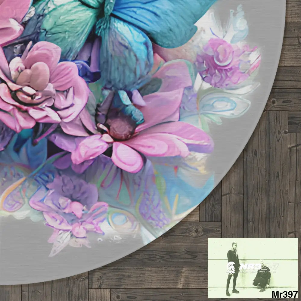 Butterfly Pastel Graphics Round Rug 60’’ × 60’’ Home Decor