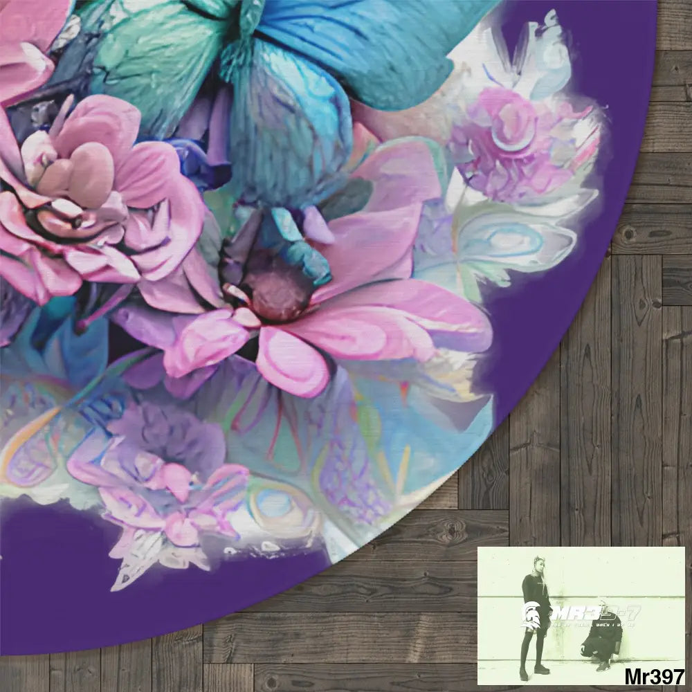 Butterfly Pastel Graphics Round Rug 60’’ × 60’’ Home Decor