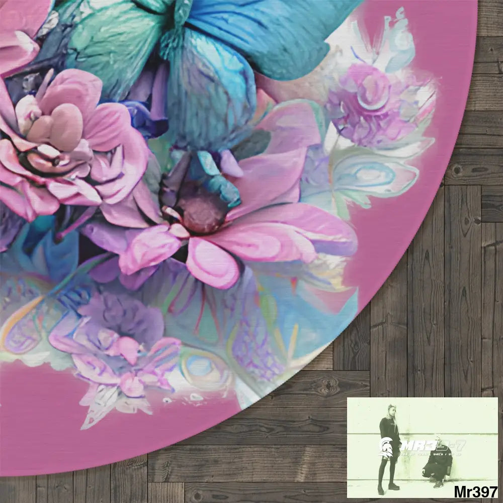 Butterfly Pastel Graphics Round Rug 60’’ × 60’’ Home Decor