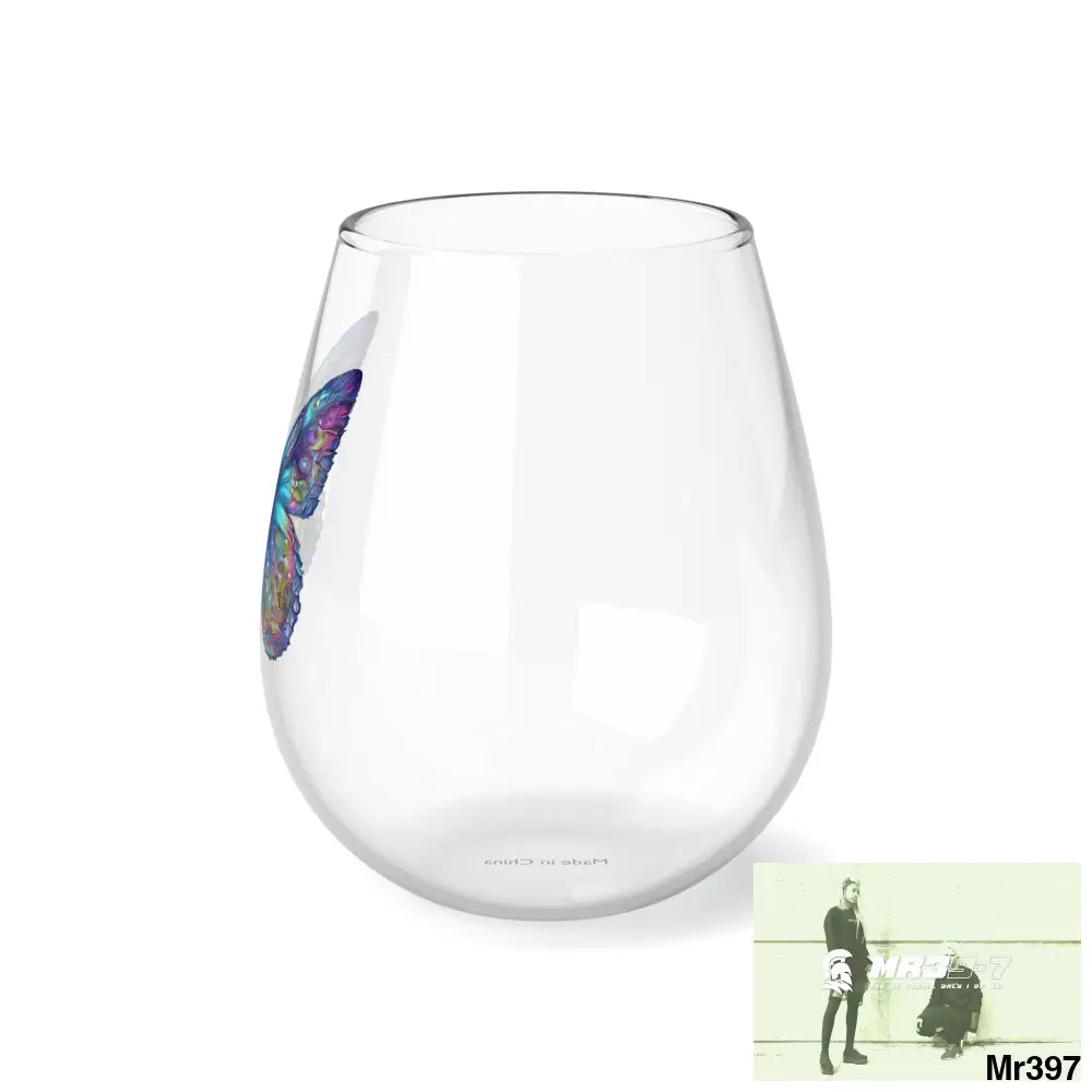 butterfly watercolour graphic Stemless Wine Glass 11.75oz 11.75oz Mug