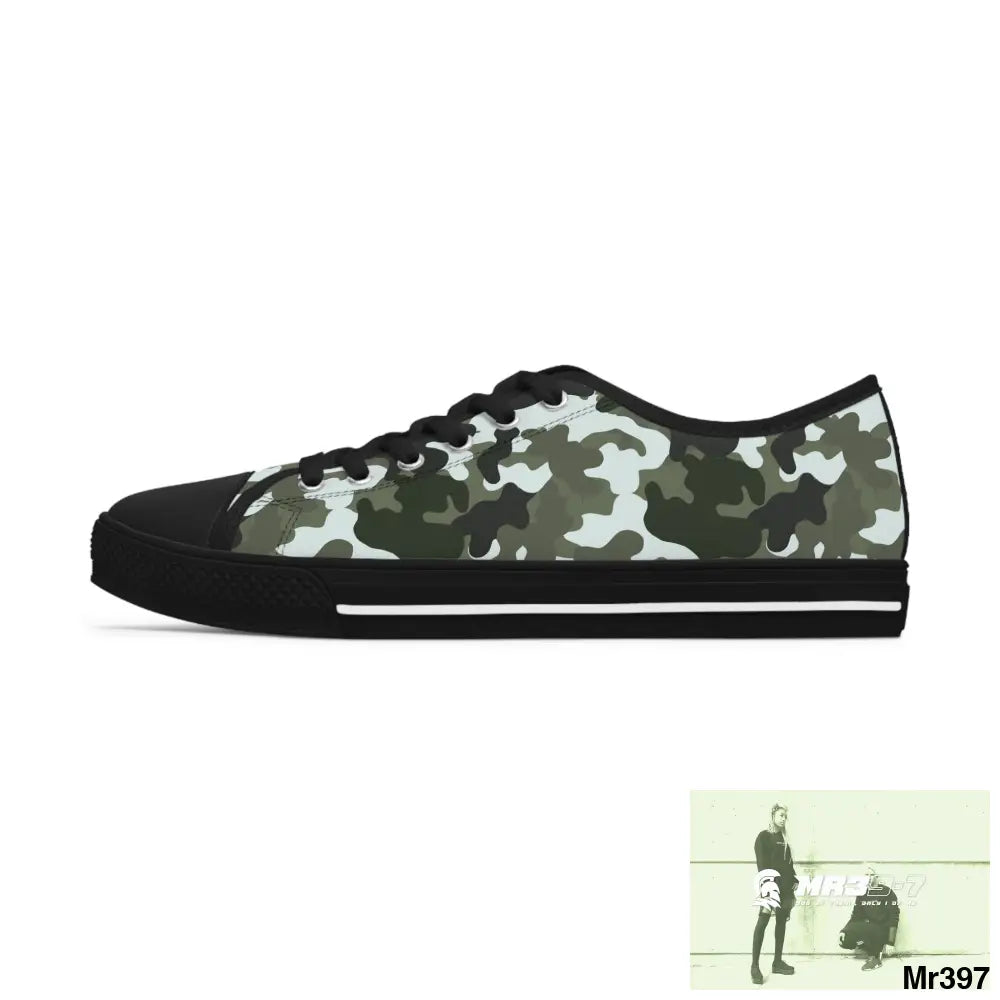 Camo Black Women’s Low Top Sneakers Shoes