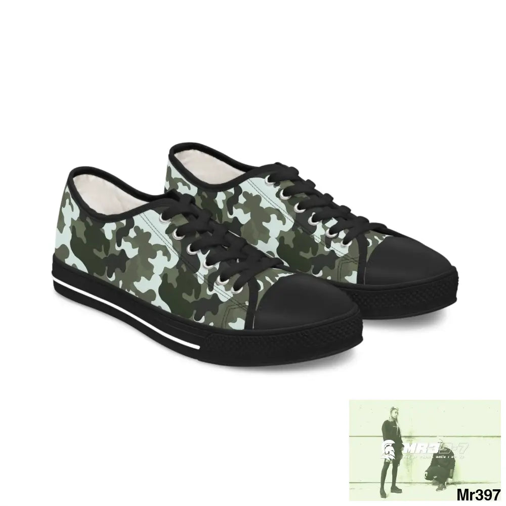 Camo Black Women’s Low Top Sneakers US 5.5 / Black sole Shoes