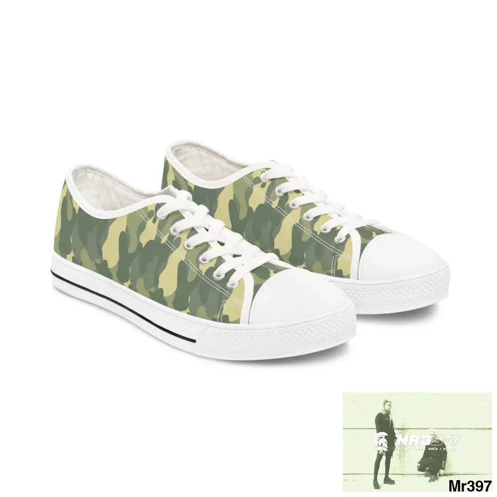Camo no 4 Women’s Low Top Sneakers US 5.5 / White sole Shoes