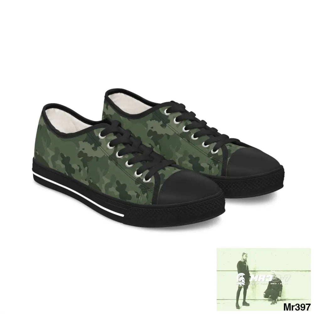 Camo no 6 Women’s Low Top Sneakers US 5.5 / Black sole Shoes