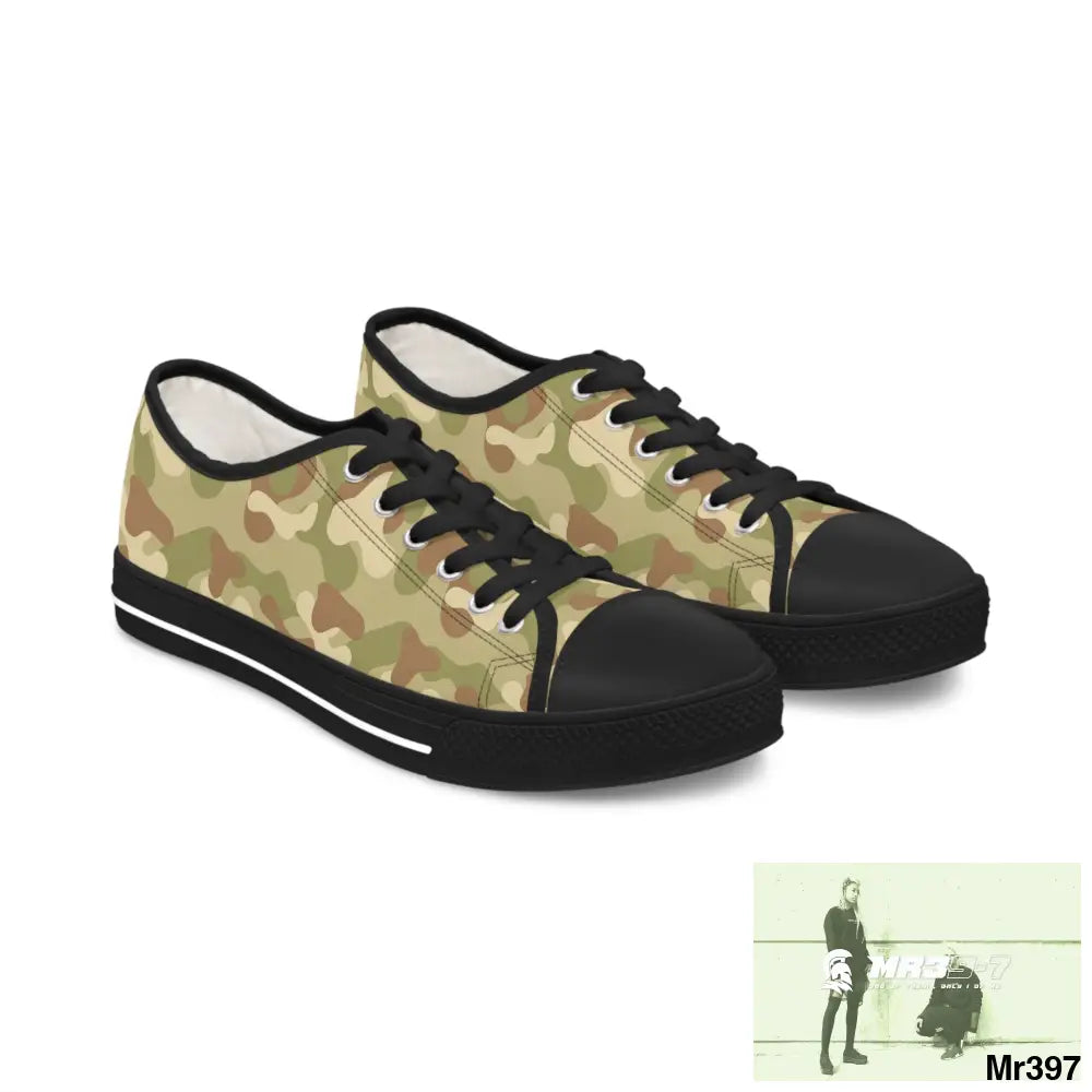 Camo no 8 Women’s Low Top Sneakers US 5.5 / Black sole Shoes