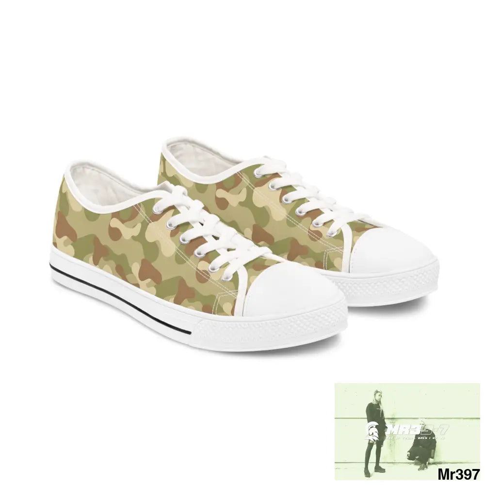 Camo no 8 Women’s Low Top Sneakers US 5.5 / White sole Shoes