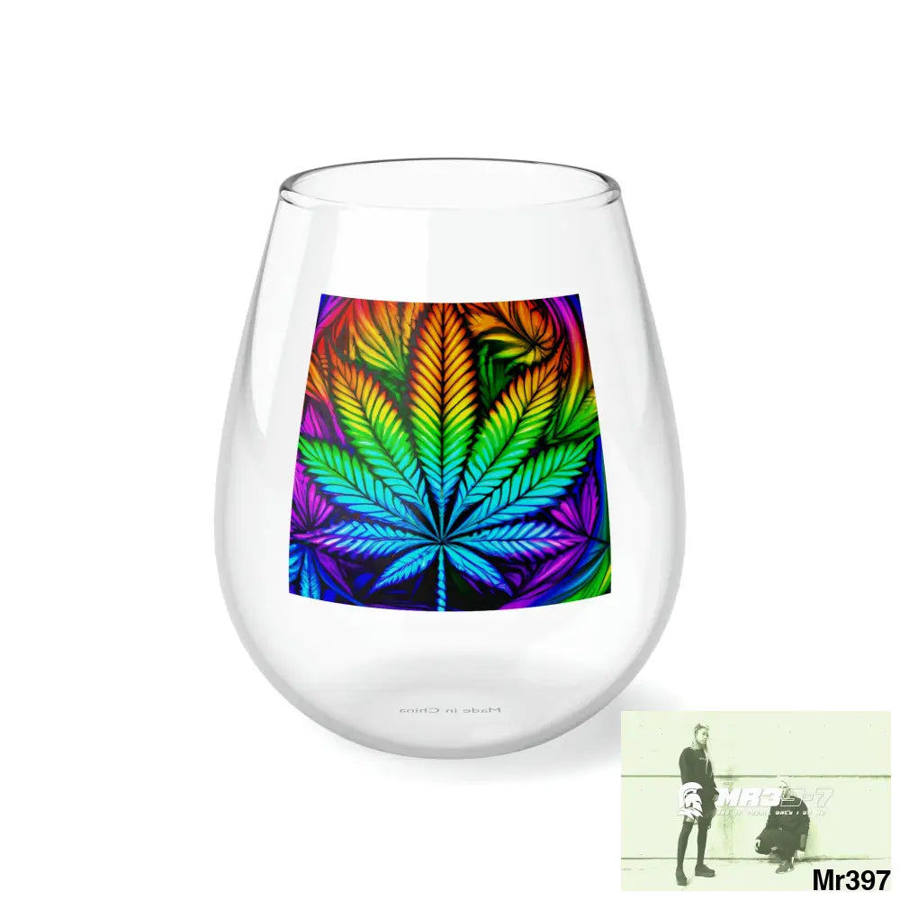 Cannabis Leaf Psychedelic Stemless Wine Glass 11.75oz 11.75oz Mug