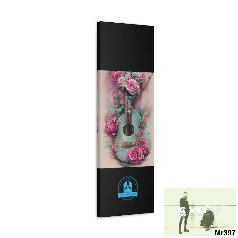 Canvas Gallery Wraps A Who Dares Wins Pink Roses & Guitar Canvas