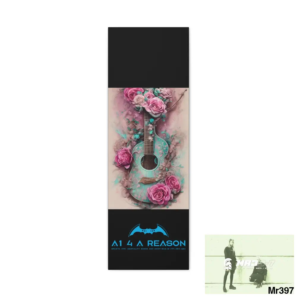 Canvas Gallery Wraps A1 4 A Reason Pink Roses & Guitar 12″ x 36″ / Premium Gallery Wraps (1.25″) Canvas
