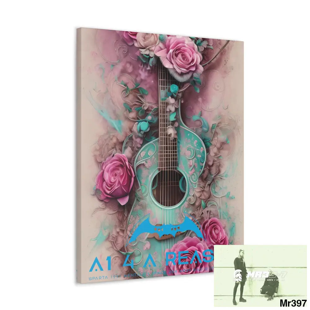 Canvas Gallery Wraps A1 4 A Reason Pink Roses & Guitar Canvas