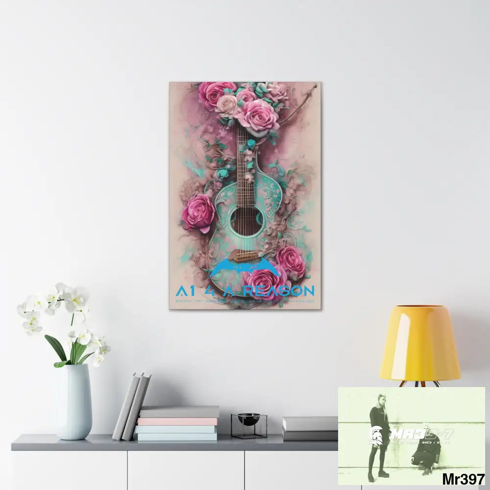 Canvas Gallery Wraps A1 4 A Reason Pink Roses & Guitar Canvas