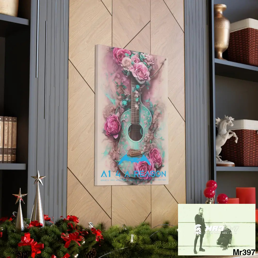 Canvas Gallery Wraps A1 4 A Reason Pink Roses & Guitar Canvas