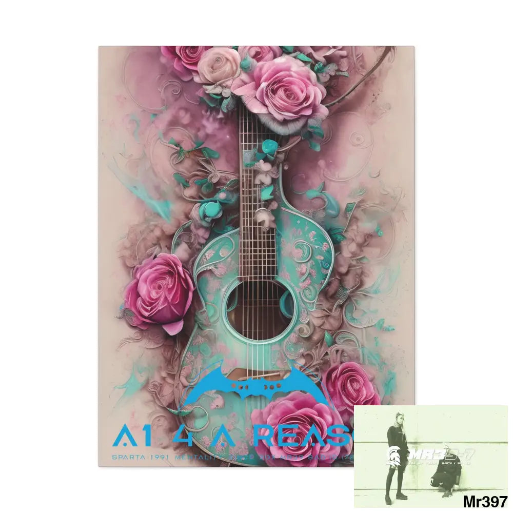 Canvas Gallery Wraps A1 4 A Reason Pink Roses & Guitar 30″ x 40″ / Premium Gallery Wraps (1.25″) Canvas