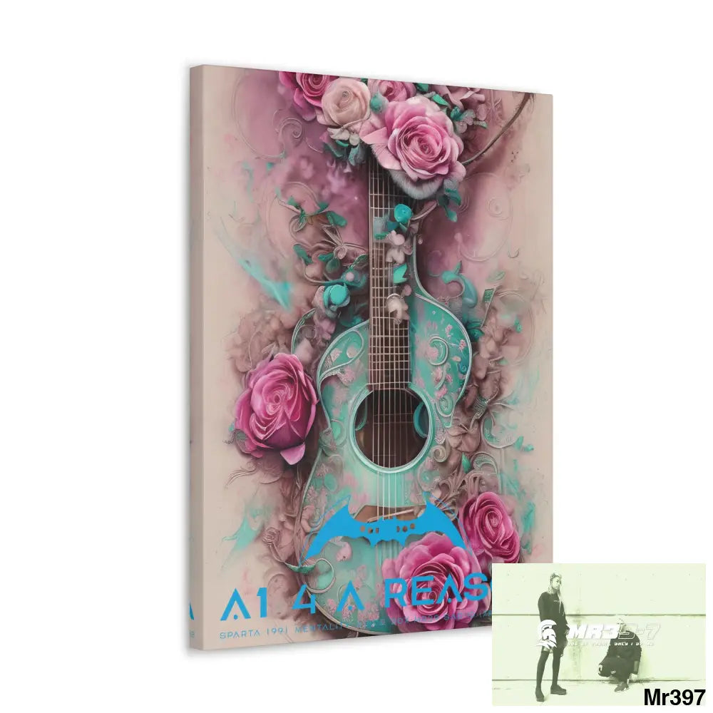 Canvas Gallery Wraps A1 4 A Reason Pink Roses & Guitar Canvas