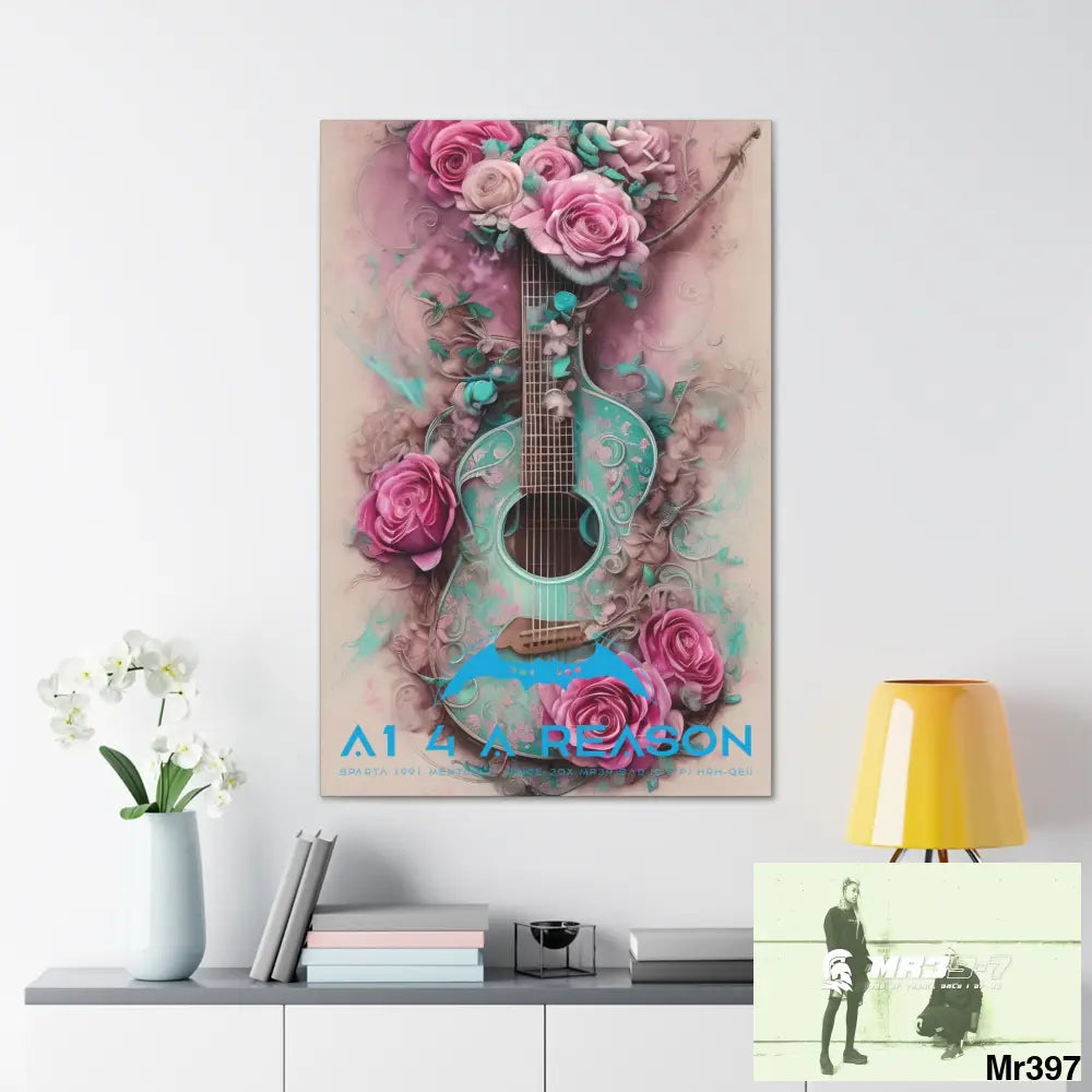Canvas Gallery Wraps A1 4 A Reason Pink Roses & Guitar Canvas