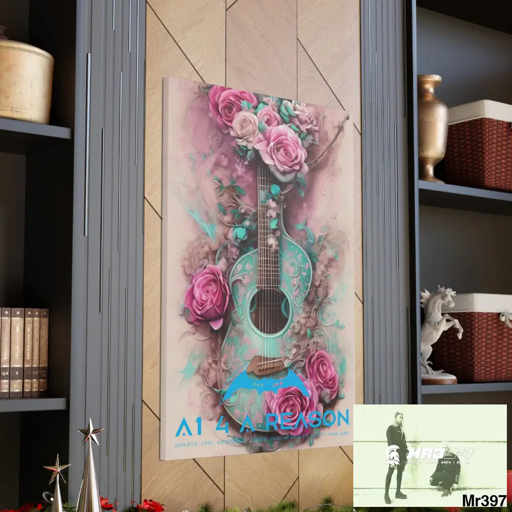 Canvas Gallery Wraps A1 4 A Reason Pink Roses & Guitar Canvas