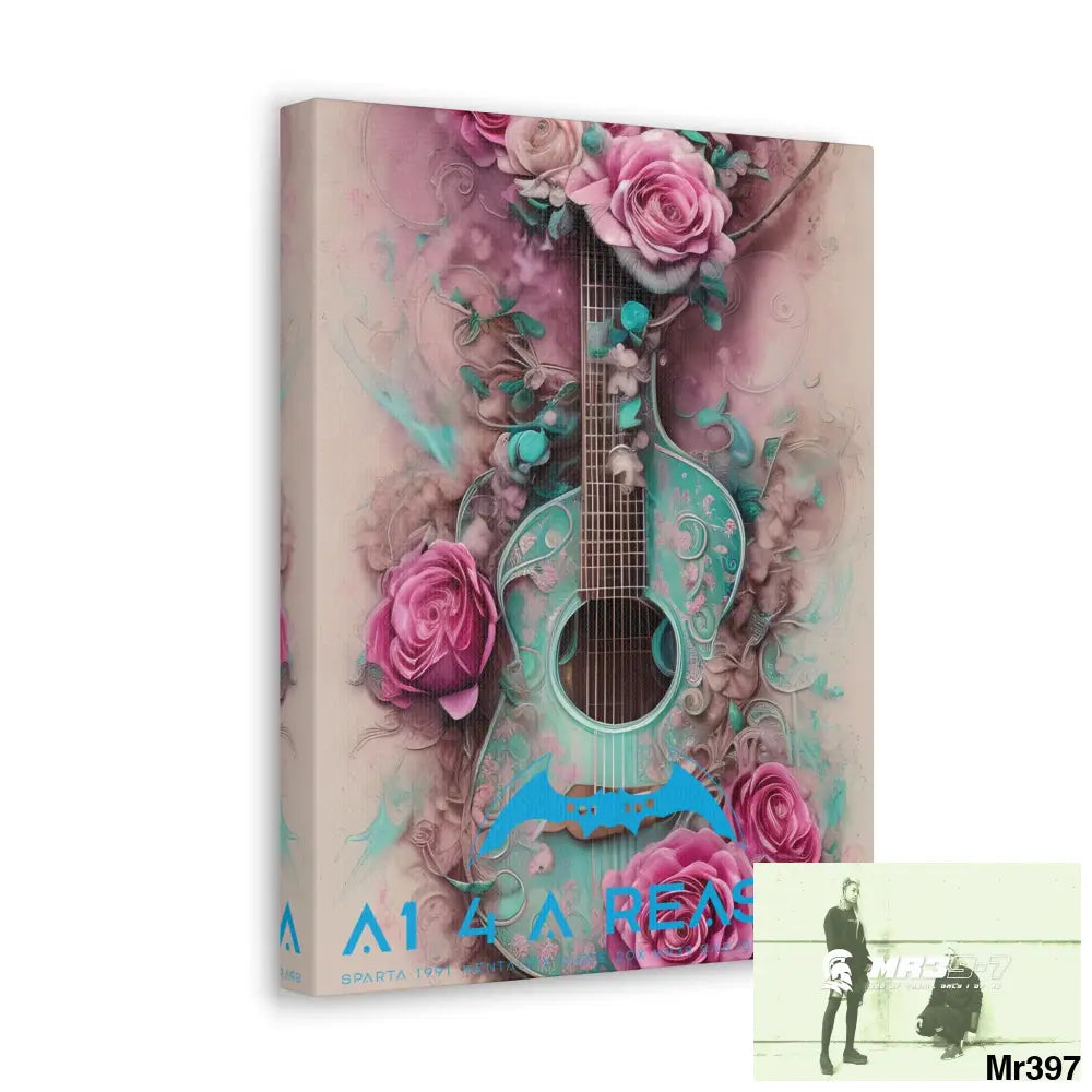 Canvas Gallery Wraps A1 4 A Reason Pink Roses & Guitar Canvas