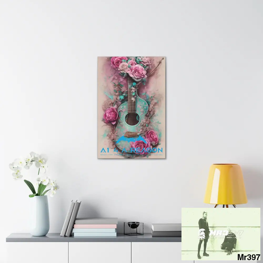Canvas Gallery Wraps A1 4 A Reason Pink Roses & Guitar Canvas