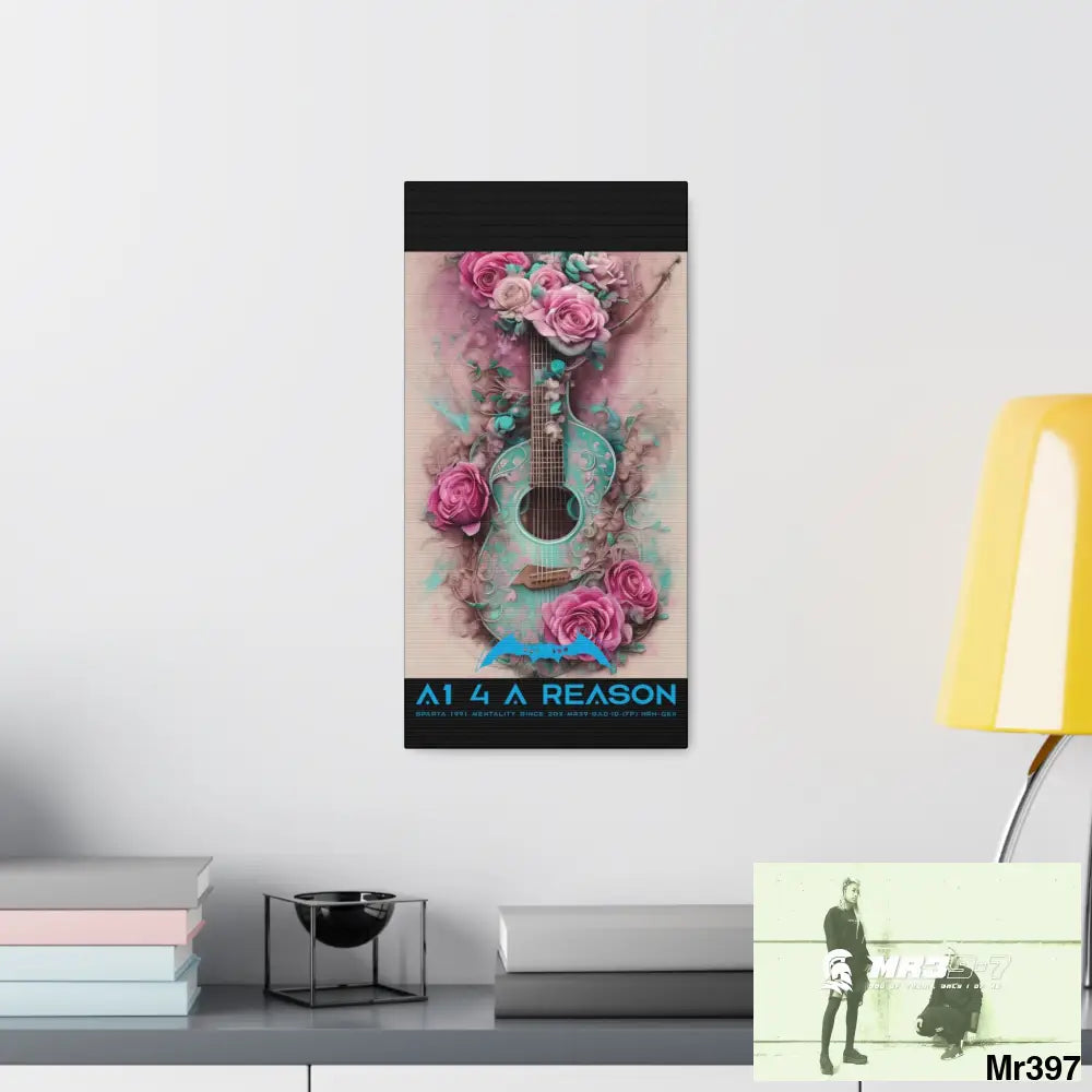 Canvas Gallery Wraps A1 4 A Reason Pink Roses & Guitar Canvas