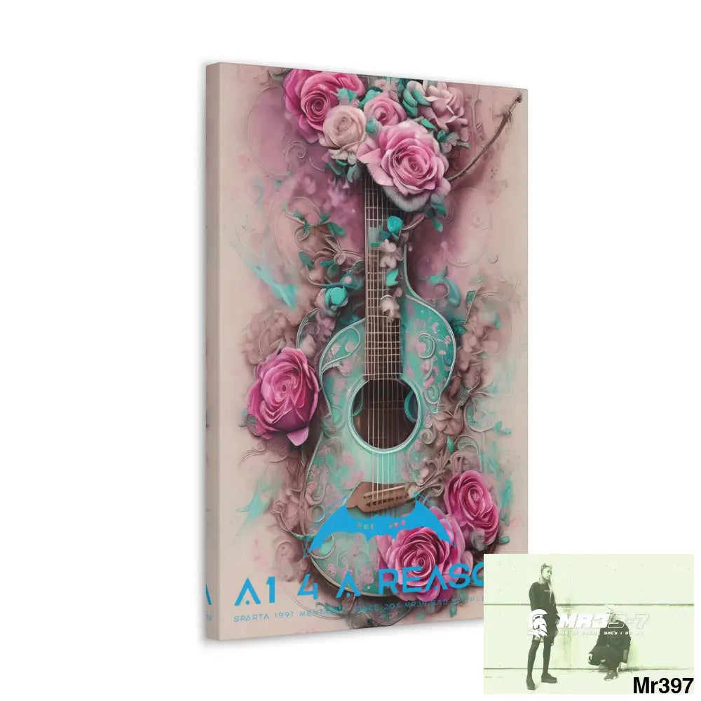 Canvas Gallery Wraps A1 4 A Reason Pink Roses & Guitar Canvas