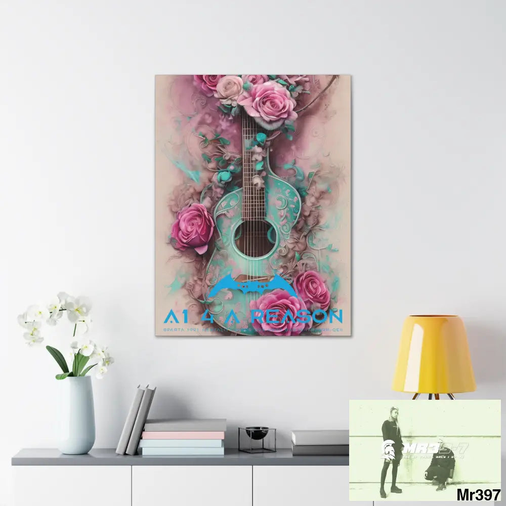 Canvas Gallery Wraps A1 4 A Reason Pink Roses & Guitar Canvas