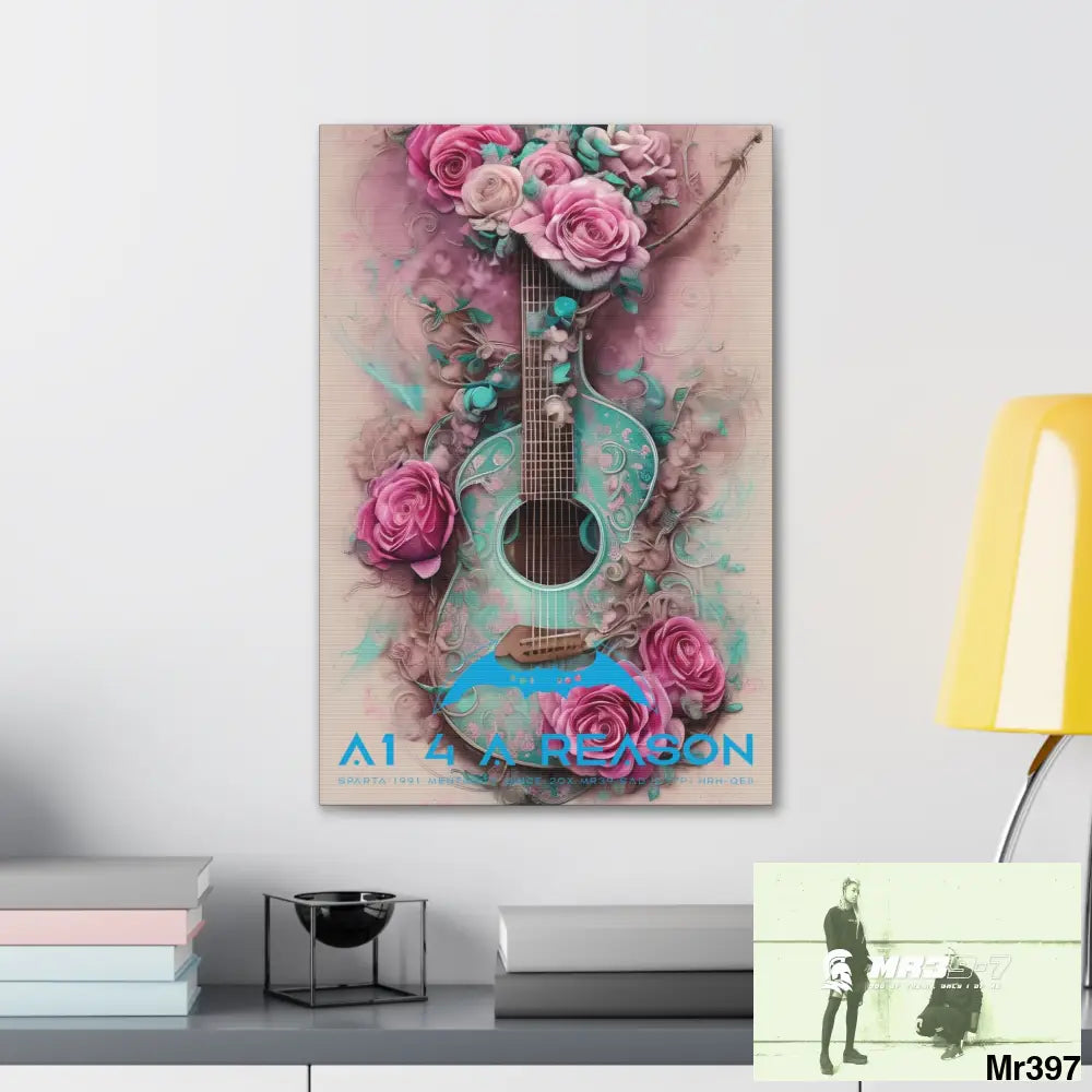 Canvas Gallery Wraps A1 4 A Reason Pink Roses & Guitar Canvas