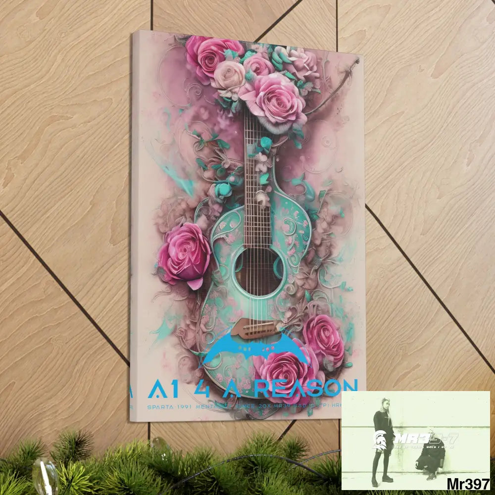 Canvas Gallery Wraps A1 4 A Reason Pink Roses & Guitar Canvas