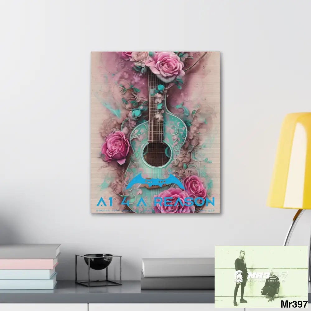 Canvas Gallery Wraps A1 4 A Reason Pink Roses & Guitar Canvas