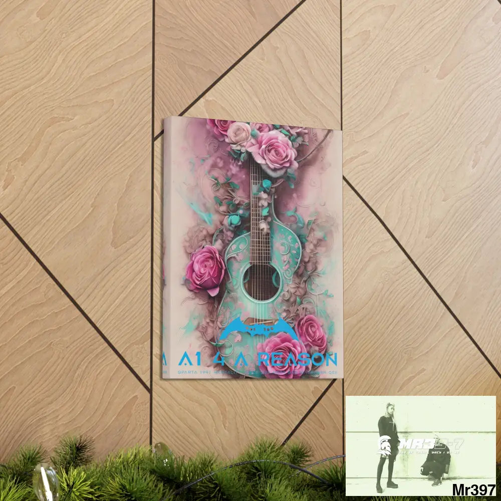 Canvas Gallery Wraps A1 4 A Reason Pink Roses & Guitar Canvas