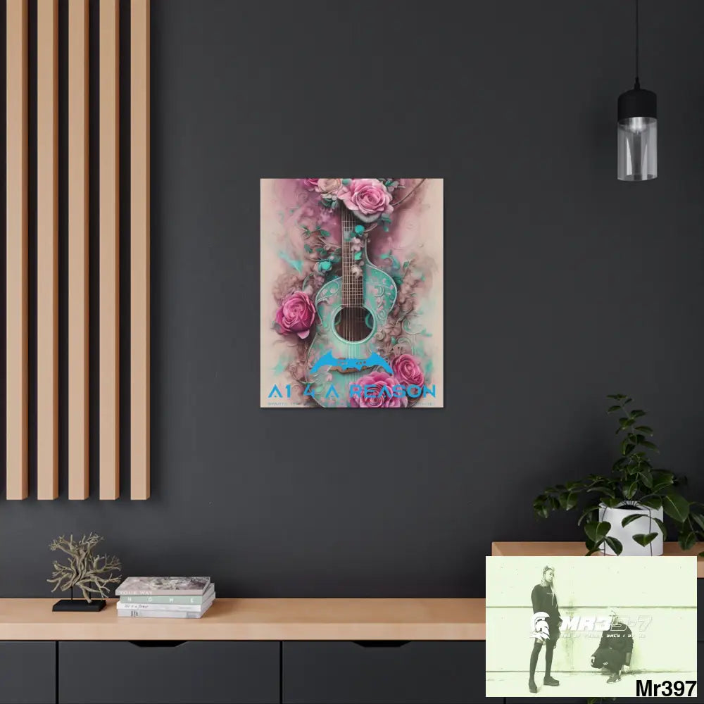 Canvas Gallery Wraps A1 4 A Reason Pink Roses & Guitar Canvas