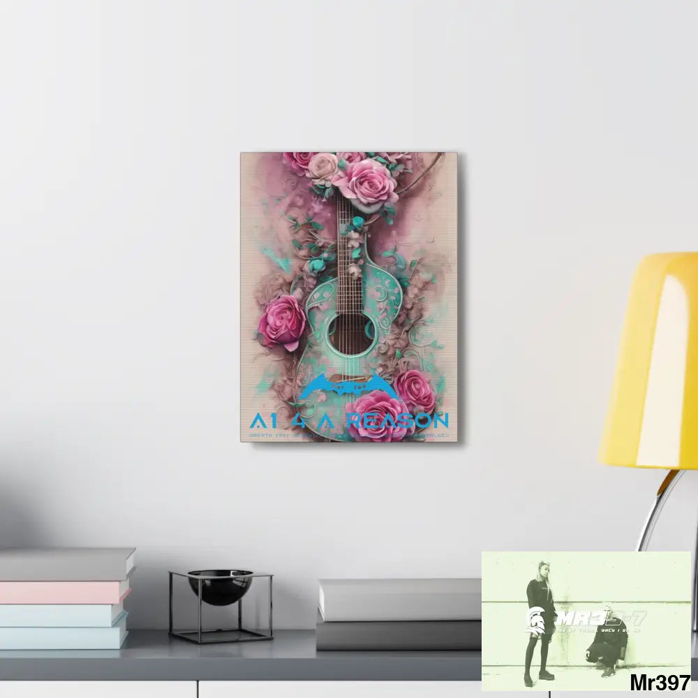 Canvas Gallery Wraps A1 4 A Reason Pink Roses & Guitar Canvas