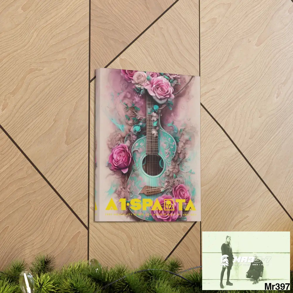 Canvas Gallery Wraps A1.Sparta Pink Roses & Guitar Canvas