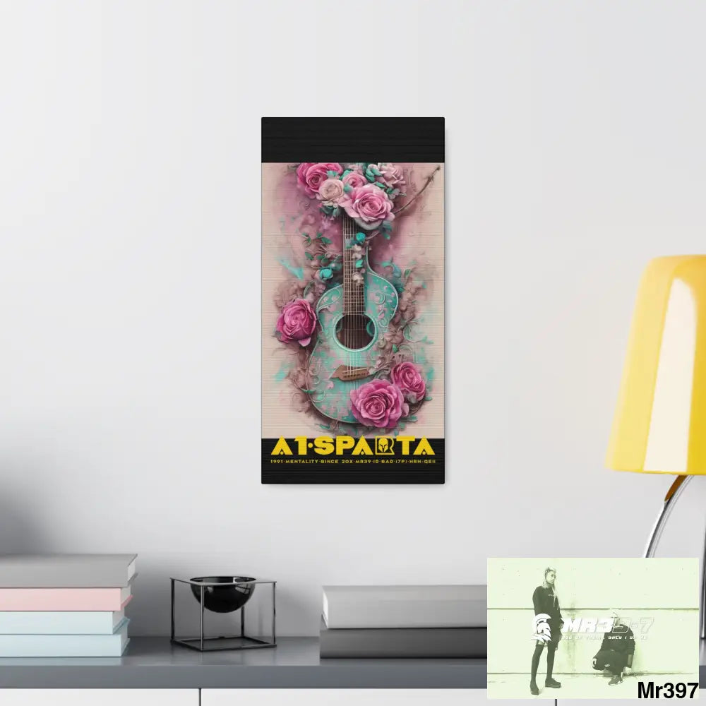 Canvas Gallery Wraps A1.Sparta Pink Roses & Guitar Canvas