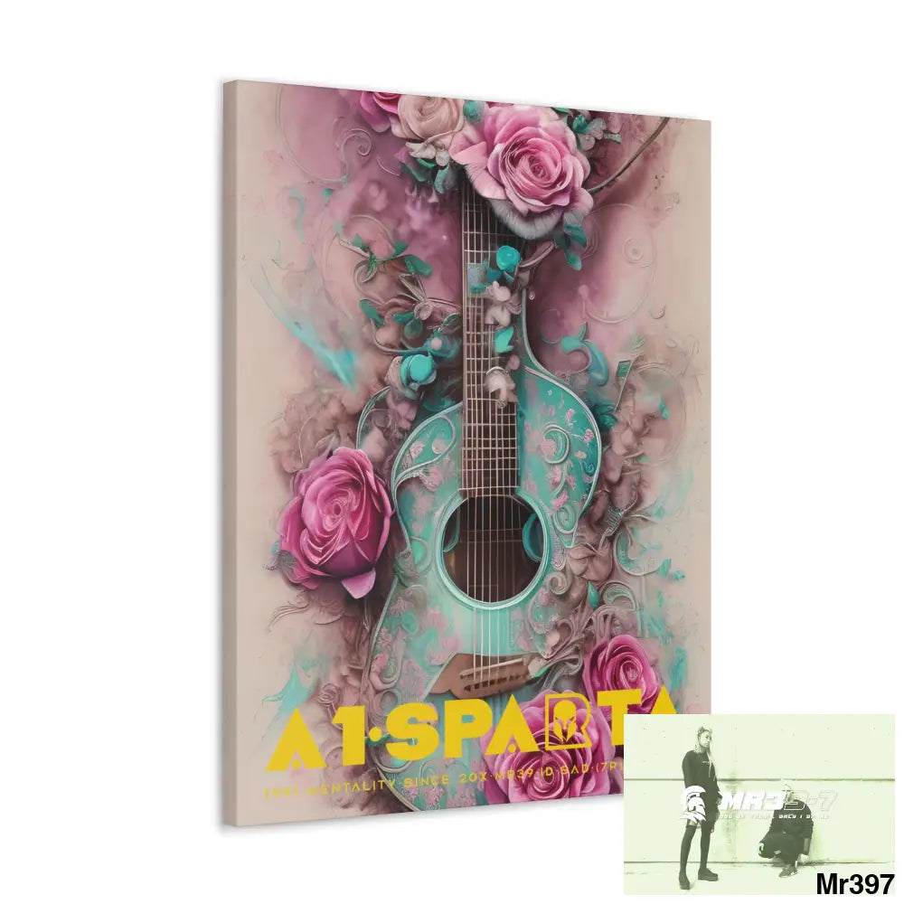Canvas Gallery Wraps A1.Sparta Pink Roses & Guitar Canvas