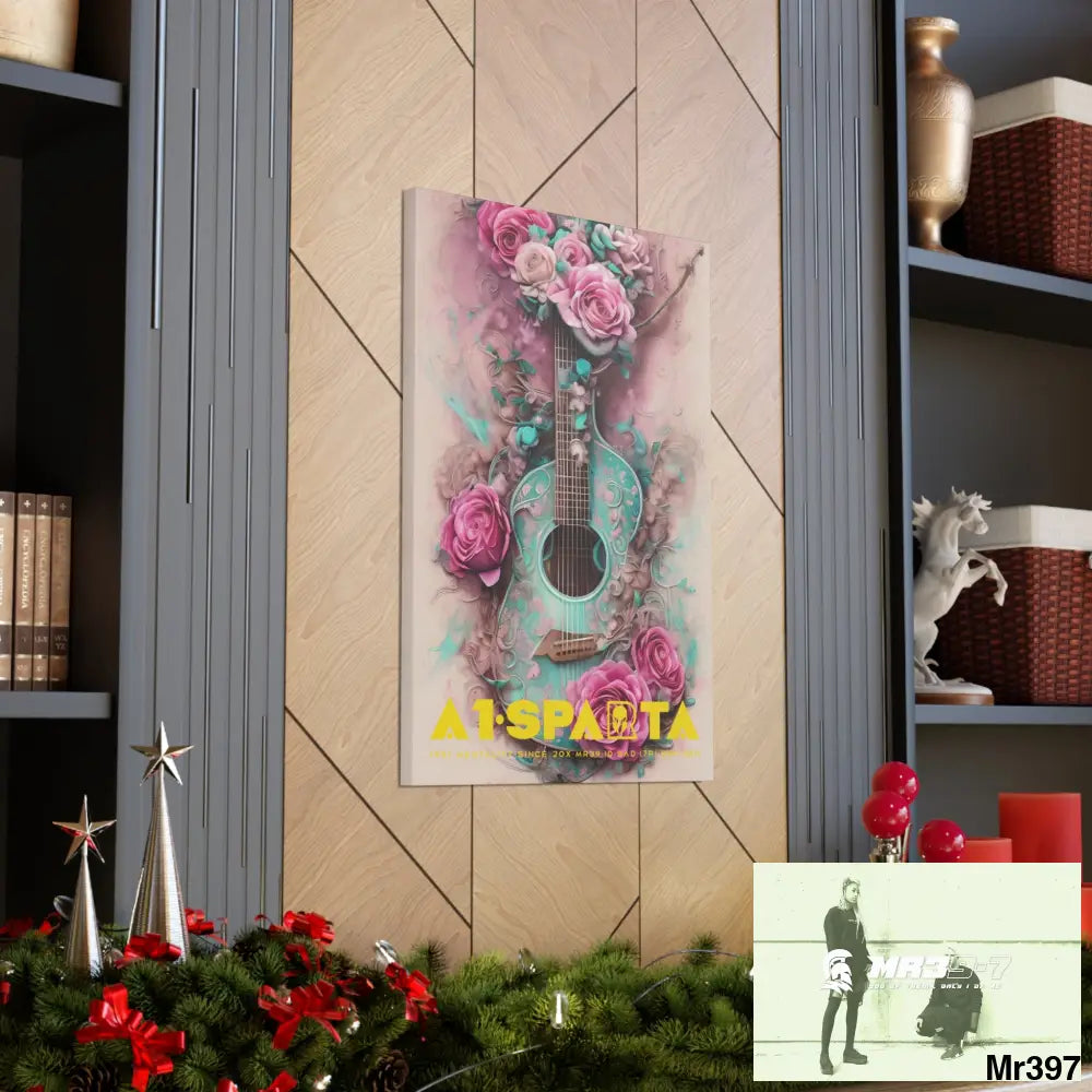 Canvas Gallery Wraps A1.Sparta Pink Roses & Guitar Canvas