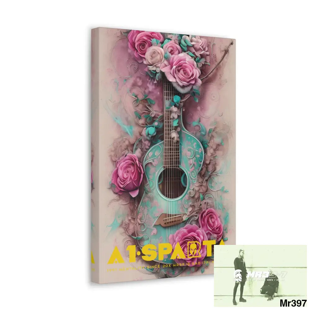 Canvas Gallery Wraps A1.Sparta Pink Roses & Guitar Canvas